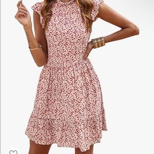 Red floral summer dress
